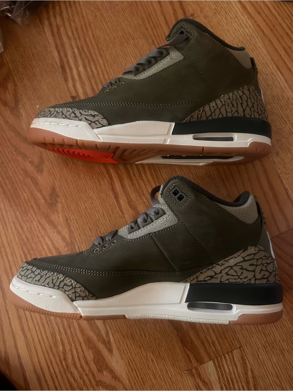 Nike Kids Olive Green and Gum Retro Basketball Sneakers